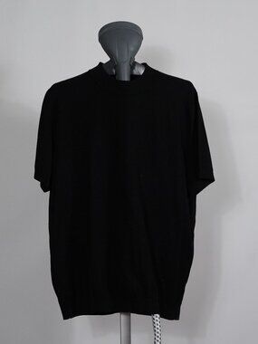 Open Edit Men's Black Fine Knit Mock Neck Short Sleeve Sweater XL